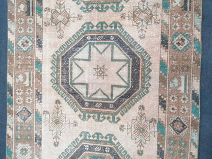 12'7x4'8 oushak turkish runner rug, vintage turkish runner rug, oushak vintage rug,vintage rug,kitchen rug, vintage anatolian rug, hand made