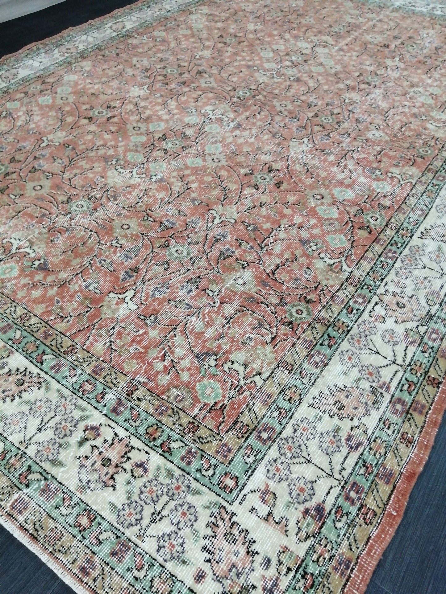 Vintage Rugs 7 x 10.4 TURKISH HAND MADE Rugs  Vintage Turkish Rugs Traditional Rug, Turkish Oushak Rug, Vintage Oushak Rug, Wool Rug