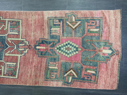 Handmade Runner Rug, 2.8 x 11.2 Turkish Runner Rug, Vintage Runner Rug, Hallway Runner Rug,Hand Knotted Runner Rug Wool Oushak Runner