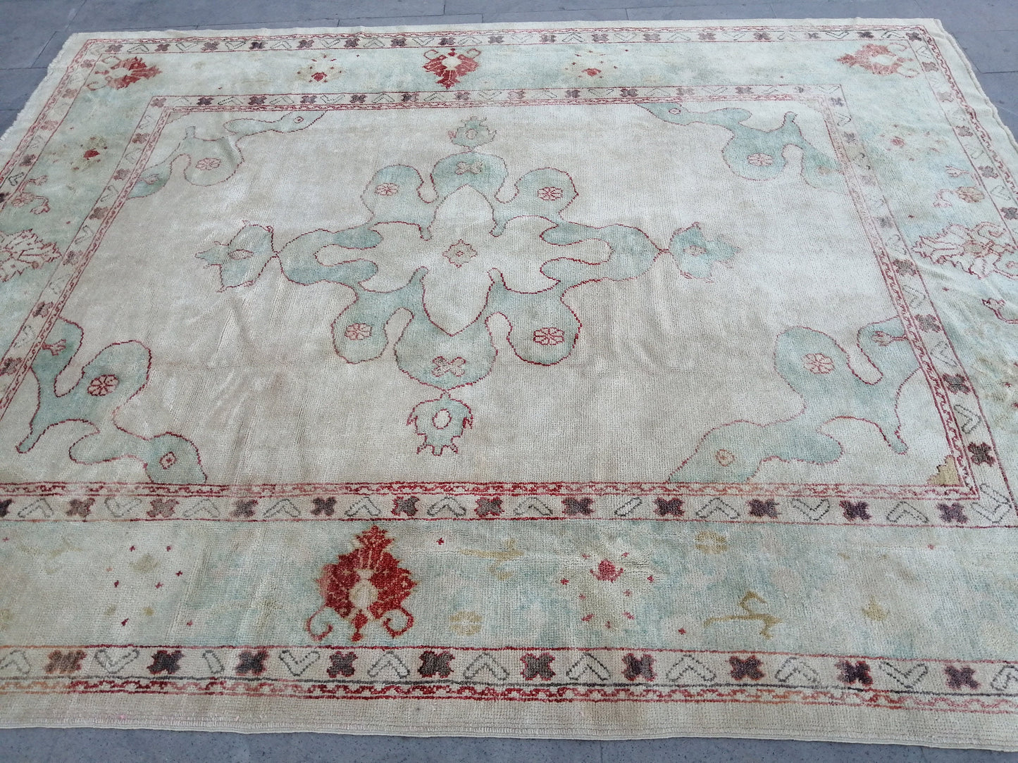 Muted OUSHAK RUG, 9.3 x 11.7 TURKISH Oushak Rug, Vintage Oushak Rug Wool Oushak Rug Hand Made Rugs, Authentic  Oushak Rug