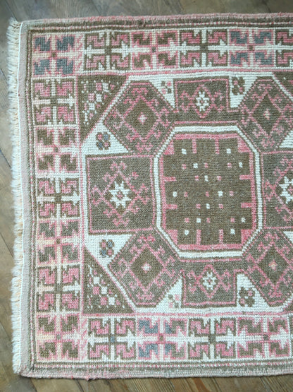 3x4 feet turkish area rug, anatolian handmade wool rug, vintage oushak natural large rug, living room floor large rug,bedroom wool brown rug