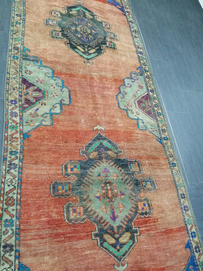 8.5 x 3.2 Oushak Runner Rug Old Turkish Runner Rug Vintage Runner Rug Hallway Runner Rug Kitchen Runner Rug Wool Runner Rug Wool Oushak Rug