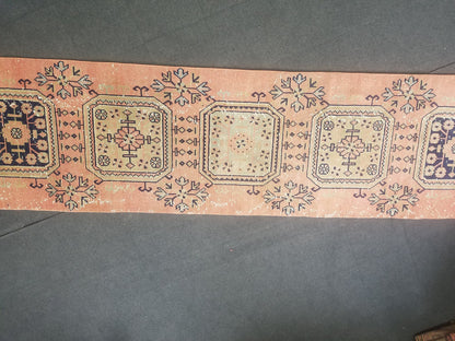 Wool runner rug 2'9x11'6 vintagevintage oushak runner rug unique hand made rug kitchen runner rug