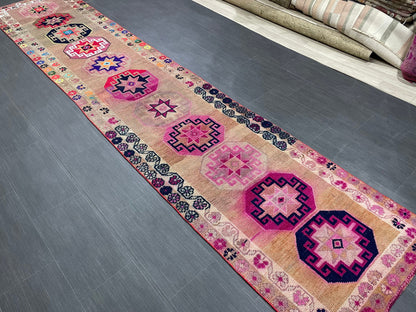 Long Oriental Runner Rug Turkish Runner Rug Vintage Runner Rug 2.7 x 13 Hallway Runner Rug Kitchen Runner Rug Wool Staircase Runner Rug