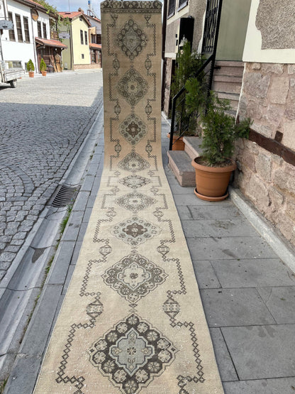 Muted Long Runner Rug 2.7 x 18.6 Long TURKISH Runner Rug Long Vintage Runner Rug Extra Long Runner Rug Staircase Runner Hand Knotted Runner