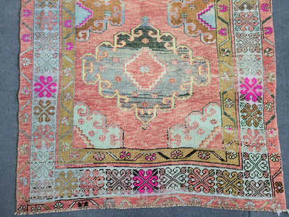 OUSHAK Rug, 3.8 x 6 TURKISH Oushak Rug Vintage Hand Knotted Rug Vintage Rug, Wool ANTIQUE Rug Handmade Rug, Vintageturkish_rug