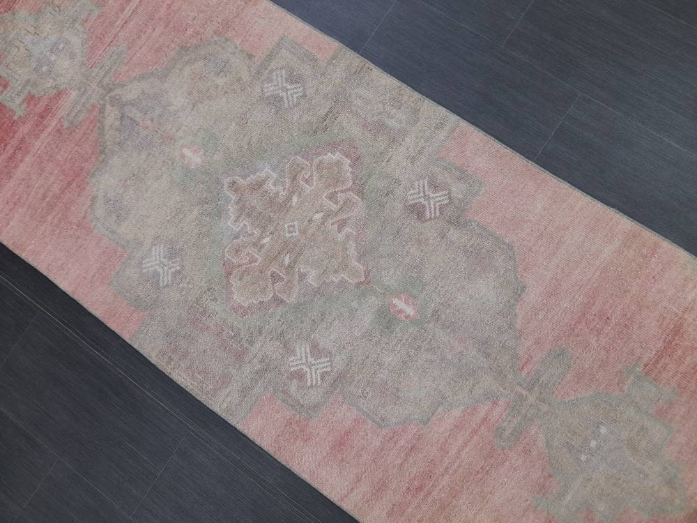 Muted Vintage Oriental Runner Rug 3 x 11 Turkish Runner Rug muted Vintage Runner Rug Hallway Runner Rug Kitchen Runner Rug Wool Runner Rug