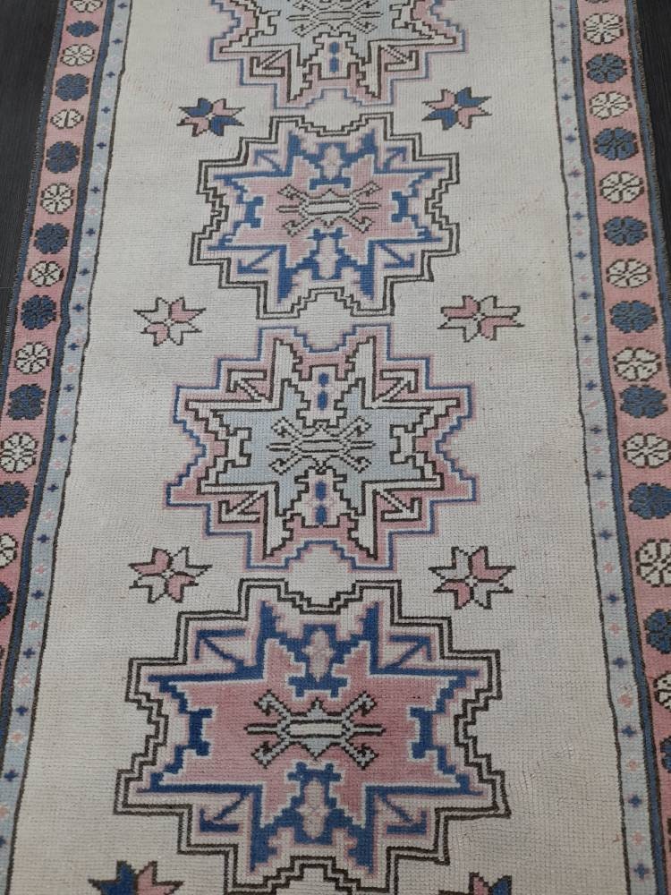 Hand Knotted Runner Rug 2.6 x 9 Vintage Turkish Runner XL Vintage Oriental Runner Rug Oushak Runner Rug Plush Soft Wool Runner Hand Made Rug