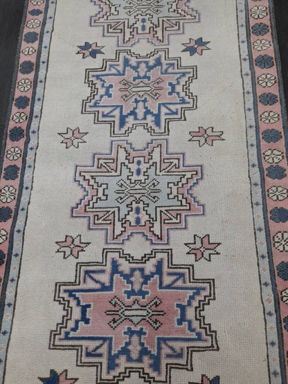 Hand Knotted Runner Rug 2.6 x 9 Vintage Turkish Runner XL Vintage Oriental Runner Rug Oushak Runner Rug Plush Soft Wool Runner Hand Made Rug