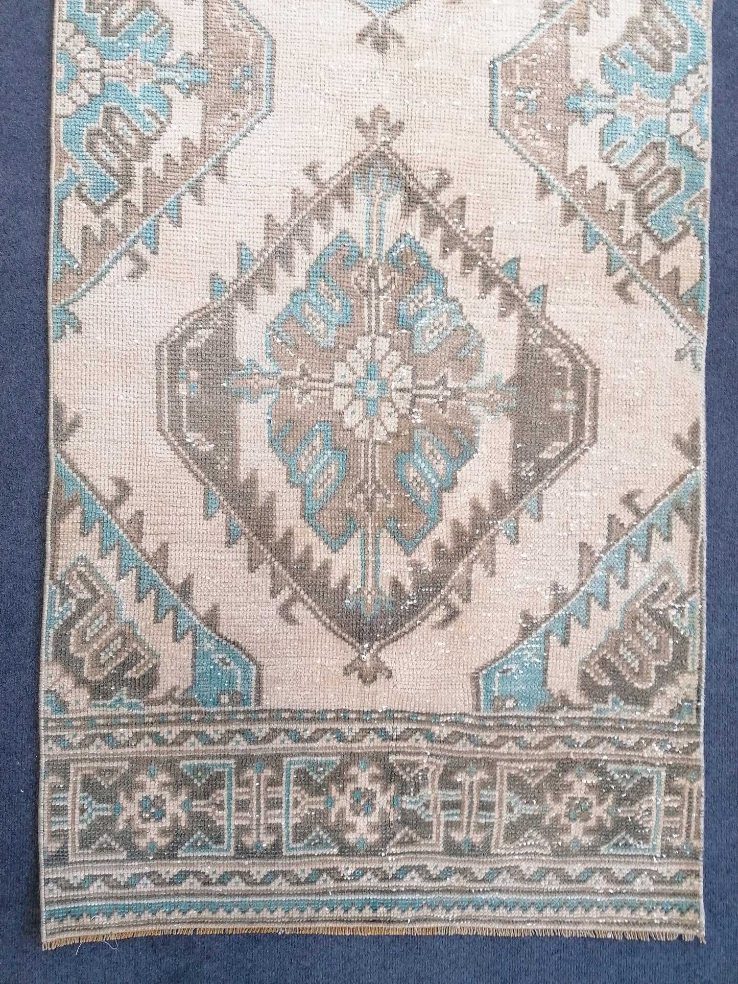 12'4x2'10 turkish runner rug, runner rug, vintage oushak runner rug, kitchen runner rug, hallway runner rug, vintage runner rug