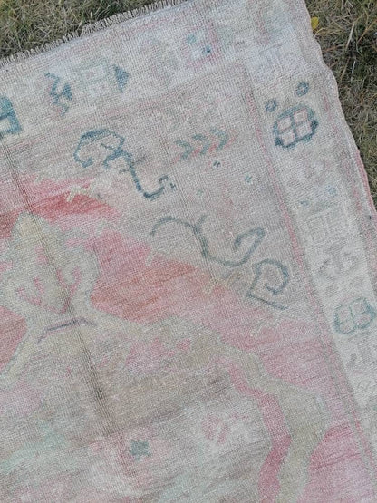 Vintage muted runner rug vintage turkish runner 4.6 x 10 muted  wool runner rug vintage flooring runner rug runner stair runner rug