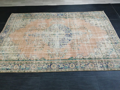 9.8 x 6.8 OUSHAK RUG TURKISH Oushak Rug Vintage Oushak Runner Rug Vintage Runner Rug Wool Oushak Rug Hand Made Rugs Vintage Turkish Rug