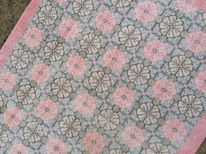 Vintage rug 7x3'11 green oushak vintage rug, anatolian rug,unique hand made bohemian