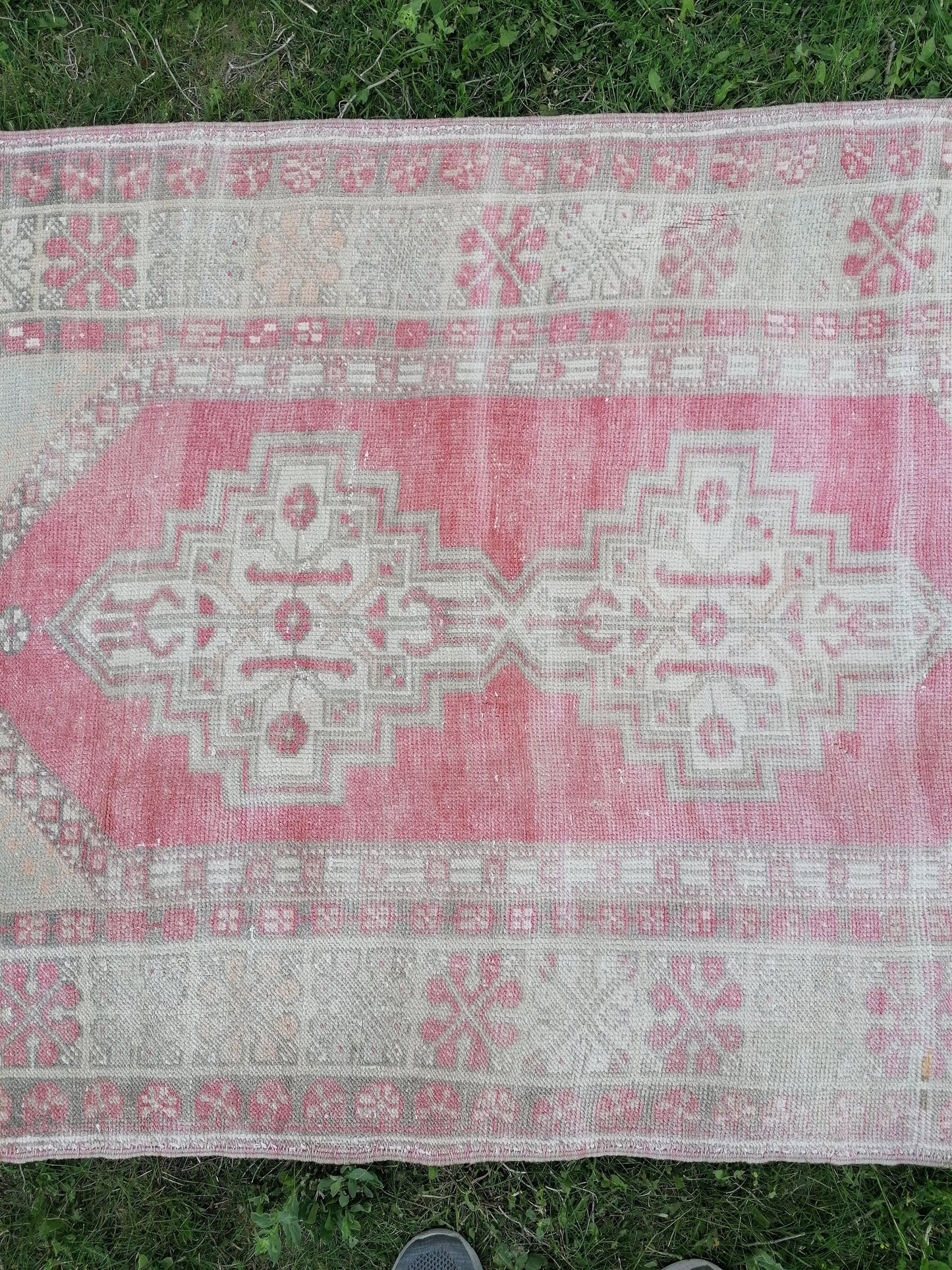 Vintage rug 3'11x6'9 oushak rug,anatolian rug,unique hand made rug