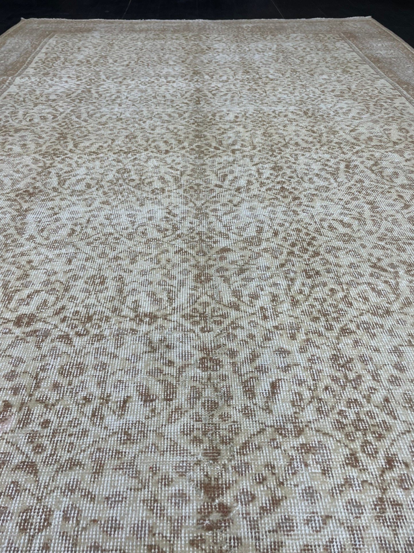 Muted Persian RUG 6.7 x 10 Turkish Oushak Rug Neutral Antique Rug Vintage Rug Wool Muted Oriental Rug Handmade Rug Hand Knotted Rug