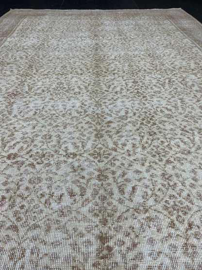 Muted Persian RUG 6.7 x 10 Turkish Oushak Rug Neutral Antique Rug Vintage Rug Wool Muted Oriental Rug Handmade Rug Hand Knotted Rug