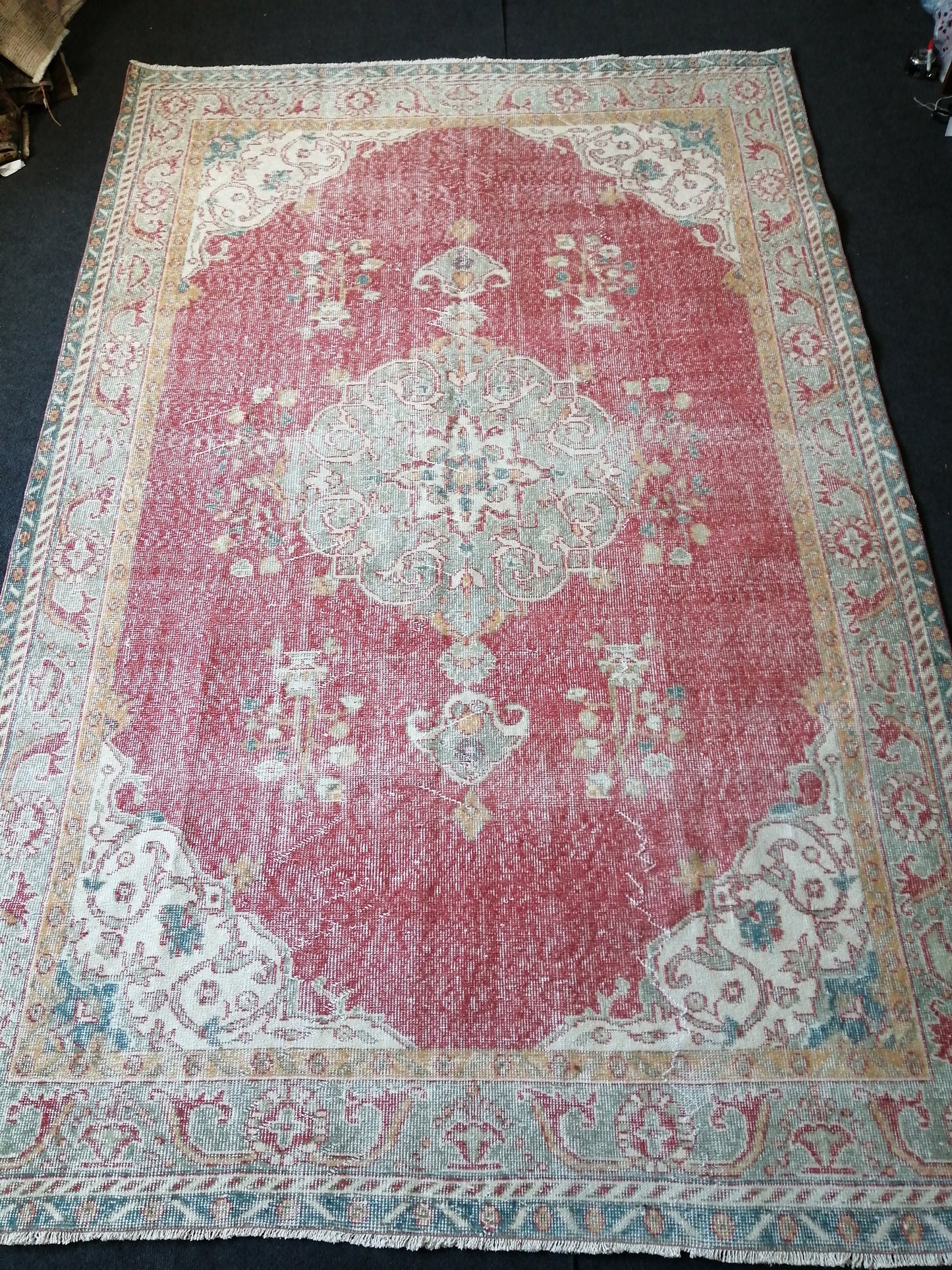 9.7 x 6.3 Vintage Rug TURKISH HAND MADE Rugs 10x6 Vintage Turkish Rug 6x10 Rug Large Turkish Oushak Rug, Vintage Oriental Rug Wholesale Rugs