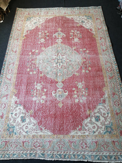 9.7 x 6.3 Vintage Rug TURKISH HAND MADE Rugs 10x6 Vintage Turkish Rug 6x10 Rug Large Turkish Oushak Rug, Vintage Oriental Rug Wholesale Rugs