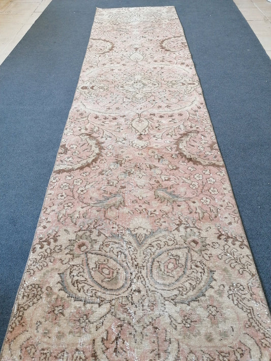 2.8 x 10.5 turkish runner rug, runner rug,vintage oushak runner