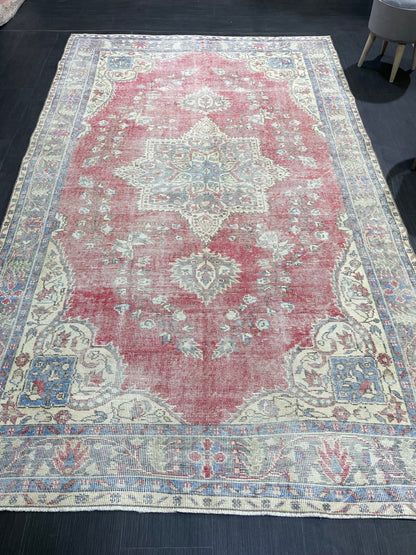 Persian RUG, Oushak 5.10 x 9.6 Rug, Vintage Rug, Vintage Persian Wool Rug, Handmade Rug, Vintage Turkish Rug Oriental Rug