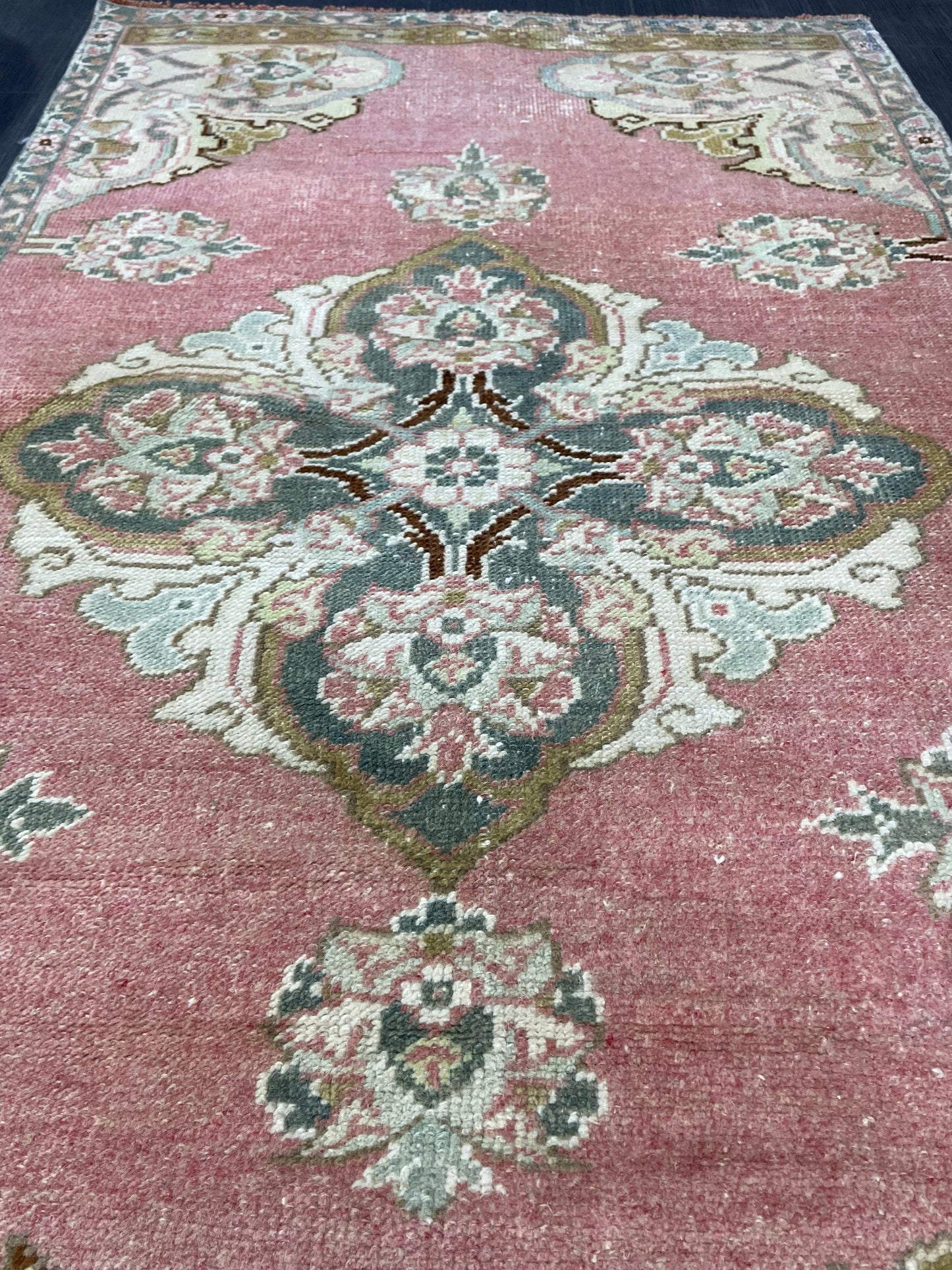 Vintage Turkish RUG, Oushak Rug, 3 x 4.9 Vintage Rug, Antique Rug, Handmade Rug, Hand Knotted Rug Bohemian Rug Wool Rug