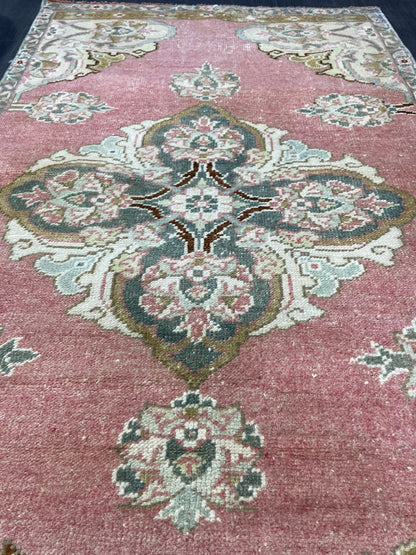Vintage Turkish RUG, Oushak Rug, 3 x 4.9 Vintage Rug, Antique Rug, Handmade Rug, Hand Knotted Rug Bohemian Rug Wool Rug
