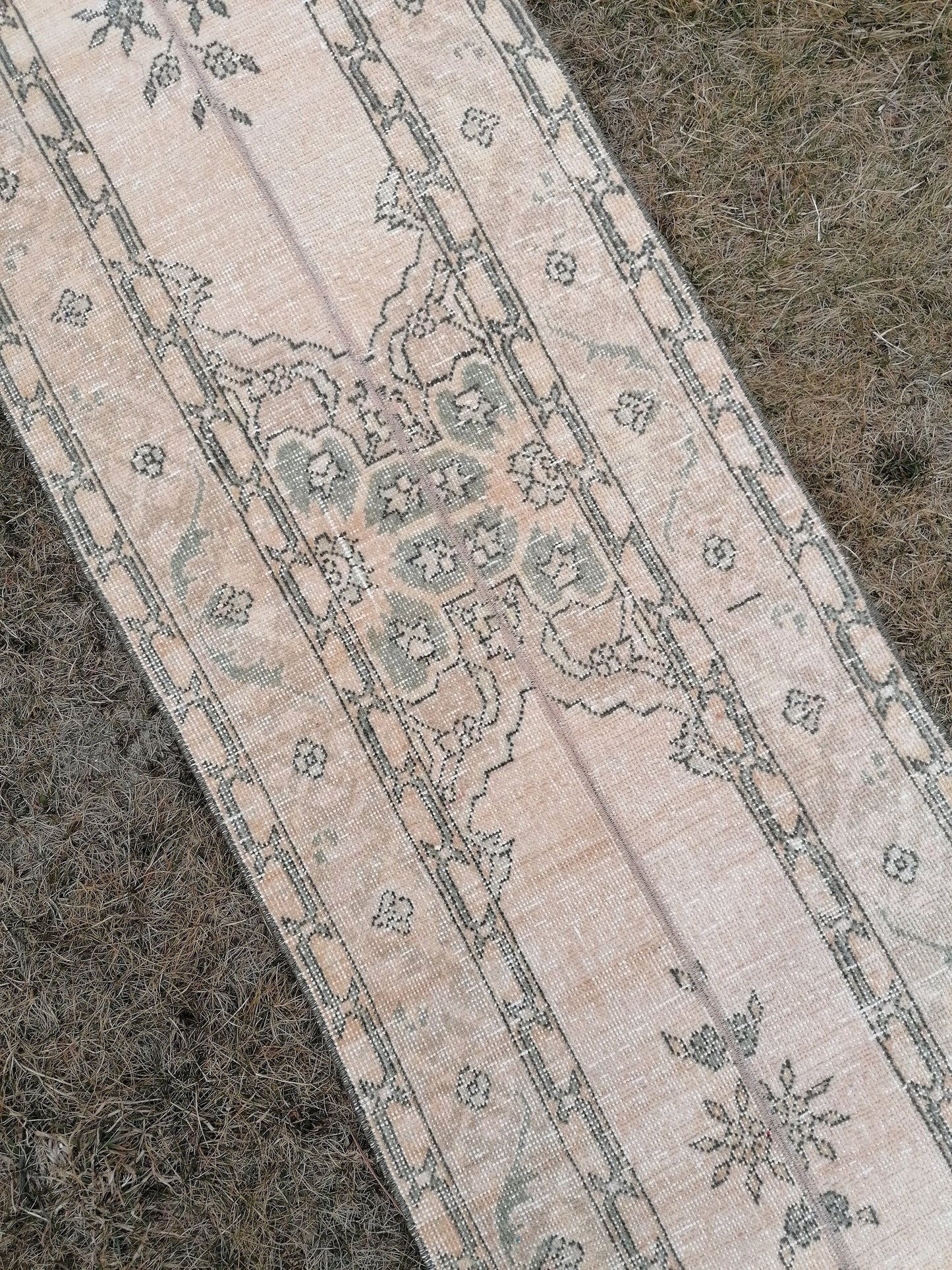 2 x 13 Runner rug patchwork runner, vintage hallway runner rug, Distressed Runner