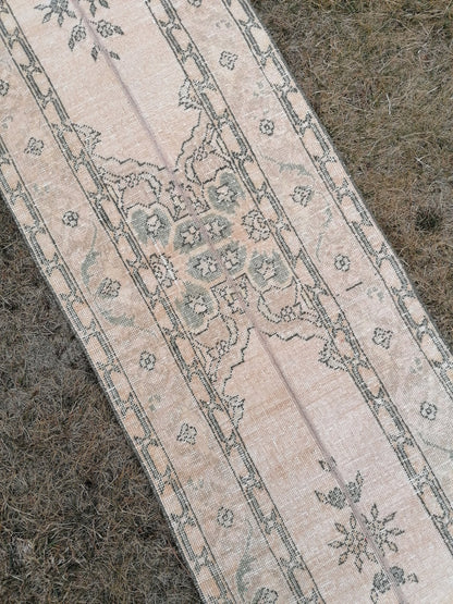 2 x 13 Runner rug patchwork runner, vintage hallway runner rug, Distressed Runner