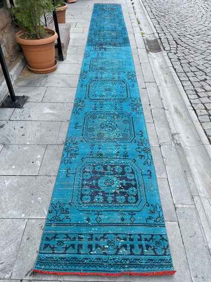 Extra Long Runner Rug Overdyed TURKISH 2 x 19.4 Runner Vintage Runner Rug Vintage XL Oriental Runner Rug Staircase Runner rug