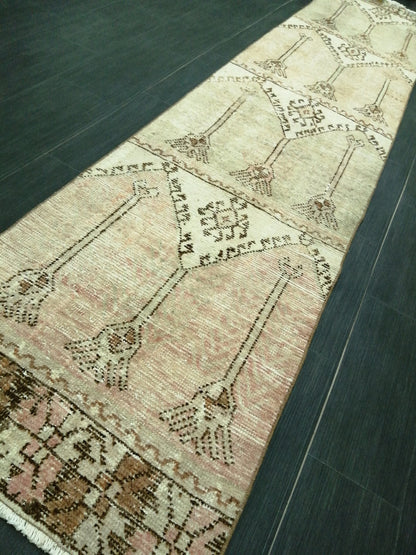 MUTED Oushak Runner Rug 2.4 x  11.6 Vintage Runner Rug Hallway Runner Rug Kitchen Runner Rug Wool Runner Rug Wool Oushak Turkish Runner Rug