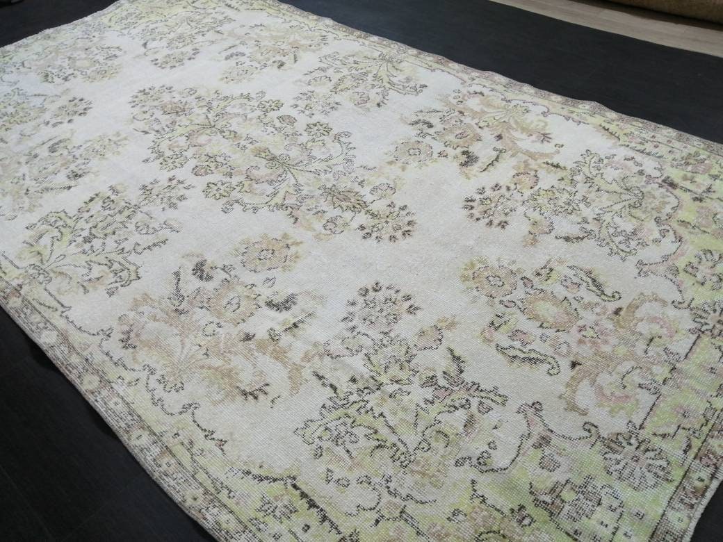 Floral Muted RUG 10.6 x 6 Muted TURKISH Rug Oriental Vintage Wool Rug Hand Made Rugs Vintage Large Turkish Rug