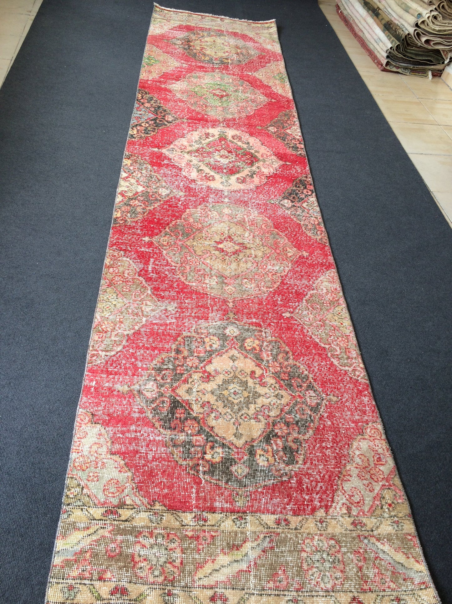 12 x 2.9 Vintage Runner Rug Oushak Runner Rug Turkish Runner Rug Hallway Runner Rug Kitchen Runner Rug Wool Runner Rug Wool Oushak Rug