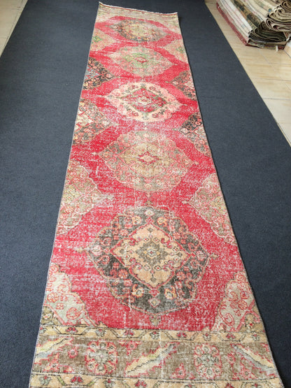 12 x 2.9 Vintage Runner Rug Oushak Runner Rug Turkish Runner Rug Hallway Runner Rug Kitchen Runner Rug Wool Runner Rug Wool Oushak Rug