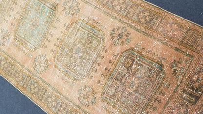 Oushak turkish rug, vintage rug, vintage oushak rug, vintage anatolian rug,unique hand made rug,kitchen rug  10'8x4'6