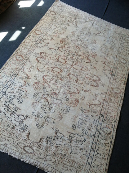 Muted Vintage Rug TURKISH HAND MADE Rug 6x9 Vintage Turkish Rugs  Oushak Rug Oriental Rug, Turkish Oushak Rug, Vintage  Rug, Wool Rug