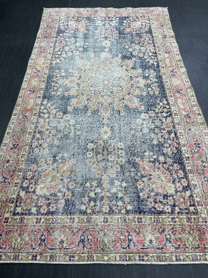 Vintage Rug TURKISH 4.3 x 8 Rug Handmade Rug Vintage Persian Rug Oushak Rug  Hand Knotted RugTurkish Rug Vintage Oushak Rug, Wool Rug