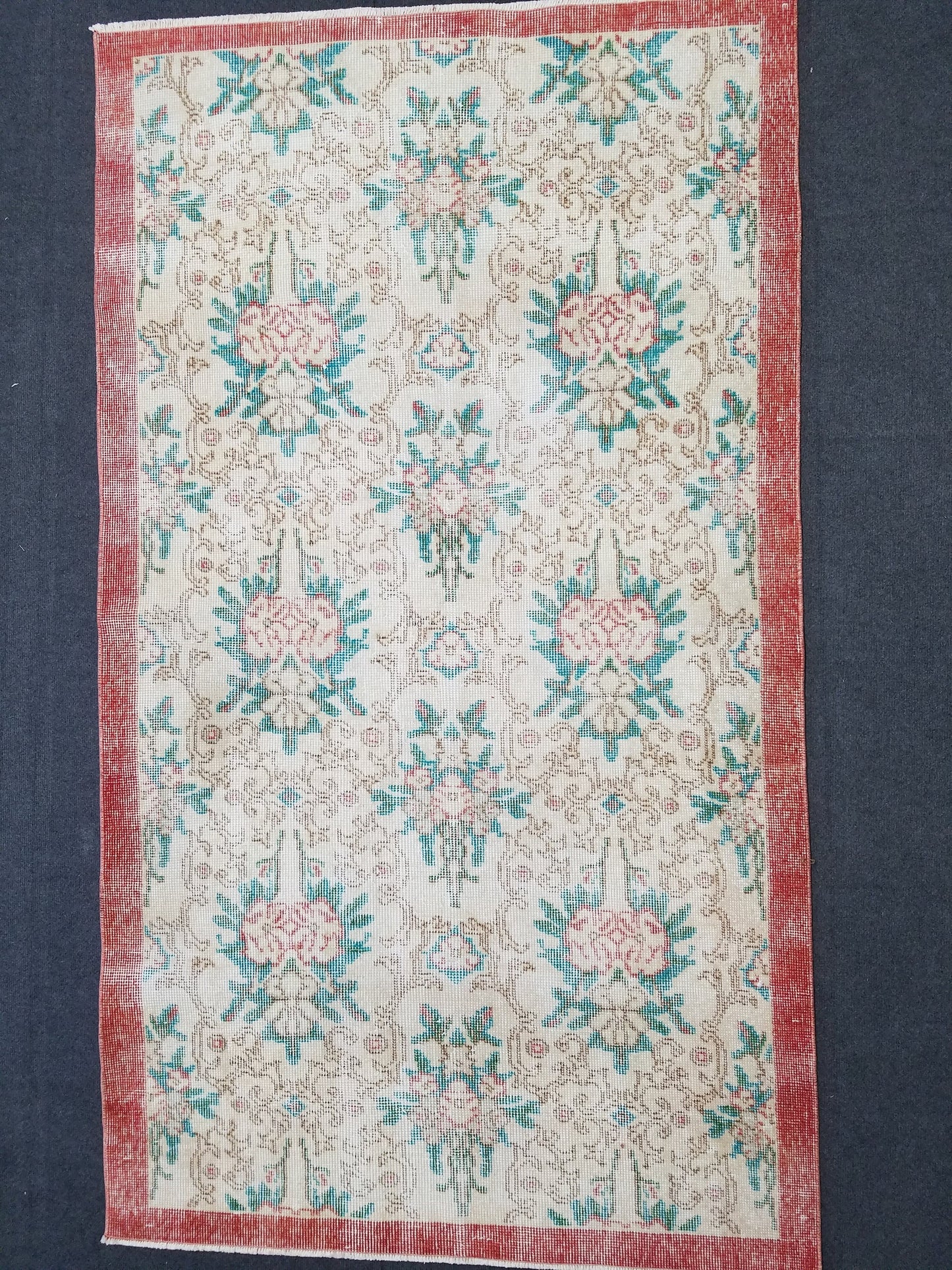 3.8 x 6.4 Oushak turkish rug, vintage rug, Distressed kitchen rug - vintage anatolian handmade rug