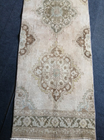 13.9 x 2.8 Muted Oushak Runner Rug Turkish Runner Rug Vintage Runner Rug Hallway Runner Rug Faded Kitchen Runner Rug Wool Runner Rug