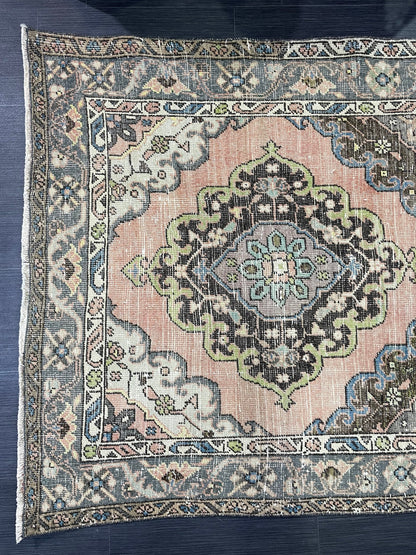 Vintage Rug, Persian 4 x 6.7 Rug, Navy Hand Knotted Rug, HANDMADE Rug, Vintage Turkish Rug, Oushak Rug, Oriental Rug, Wool Rug