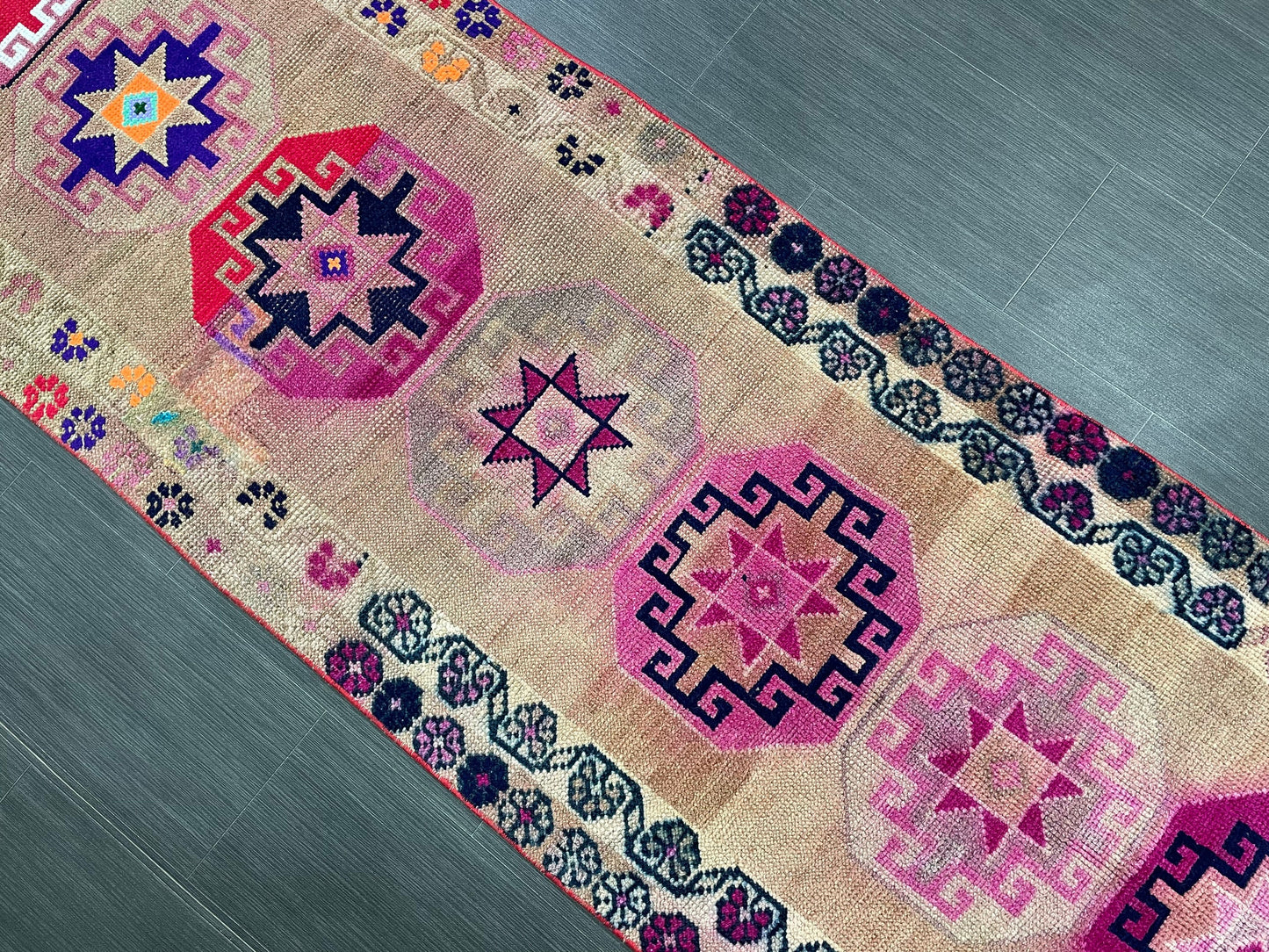 Long Oriental Runner Rug Turkish Runner Rug Vintage Runner Rug 2.7 x 13 Hallway Runner Rug Kitchen Runner Rug Wool Staircase Runner Rug