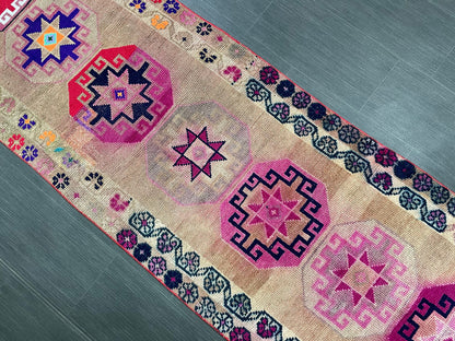 Long Oriental Runner Rug Turkish Runner Rug Vintage Runner Rug 2.7 x 13 Hallway Runner Rug Kitchen Runner Rug Wool Staircase Runner Rug