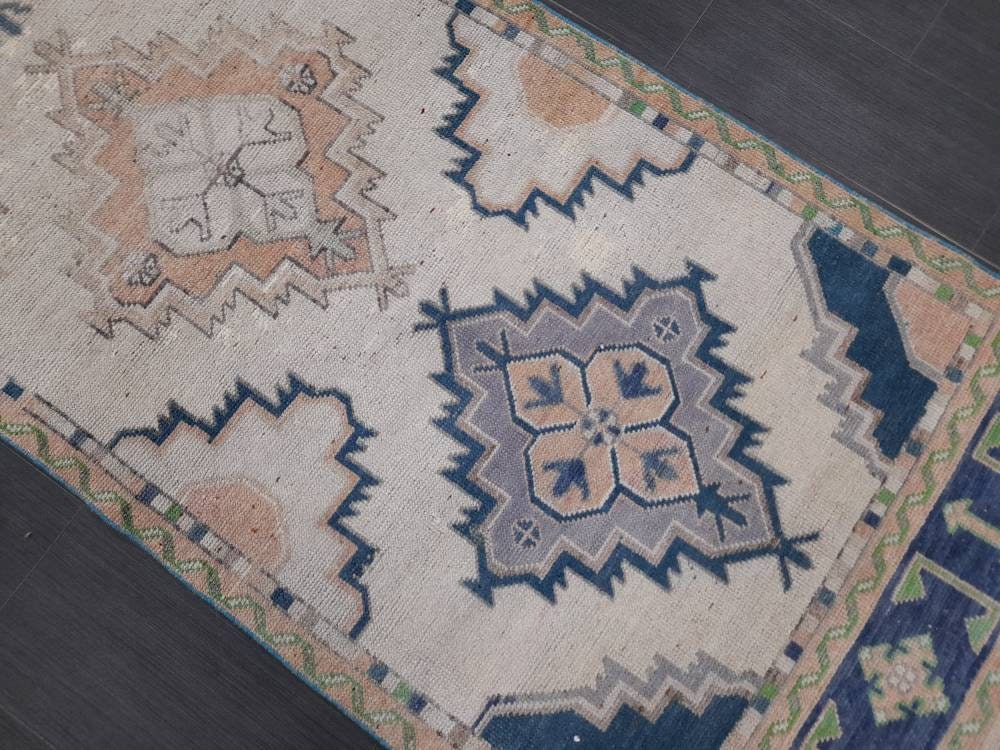 Muted Vintage Runner Rug 3 x 10.7 Muted Hallway Runner Kitchen Runner Rug Muted Staircase Runner Rug Muted Oushak Rug XĹ Turkish Runner