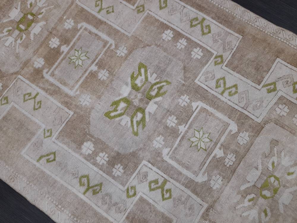 NEUTRAL Medium Pile Wool Turkish Rug 4.5 x 9 Rug, Muted Rug Muted Wool Oushak Rug Neutral Oriental Rug, Vintage Rug Muted Hand Made Rug