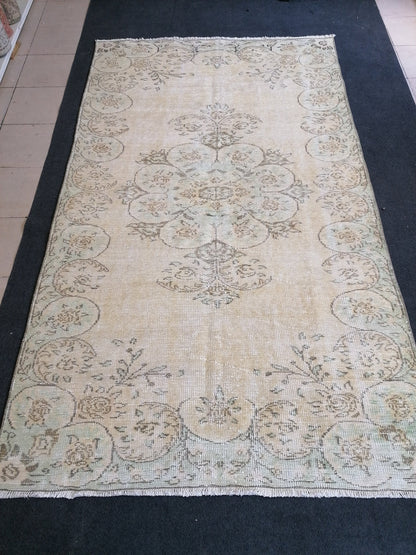 Vintage rug 8'7x5' muted wool oushak rug hand made rugs vintage turkish rug distressed rug
