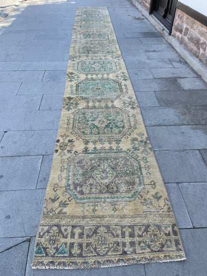 Vintage Hand Knotted 2.5 x 19.6 Extra Long Turkish Runner Very Long Stairs Runner Rug Vintage Runner Rug XL Oriental Runner Staircase Runner