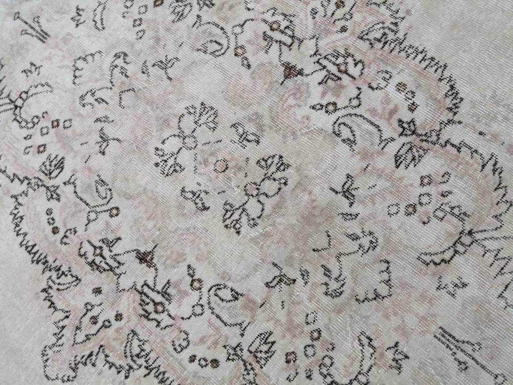 Muted Persian RUG Neutral Vintage Oushak Rug Large Vintage Rug Wool Oushak Rug Hand Made Rugs Vintage Turkish Rug Neutral Rug