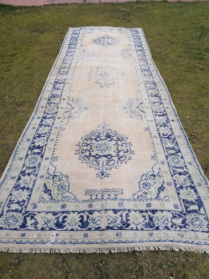 13x4'6 distressed antique oushak turkish runner, vintage runner turkish runner rug,kitchen runner rug, vintage rug,vintage anatolian  runner