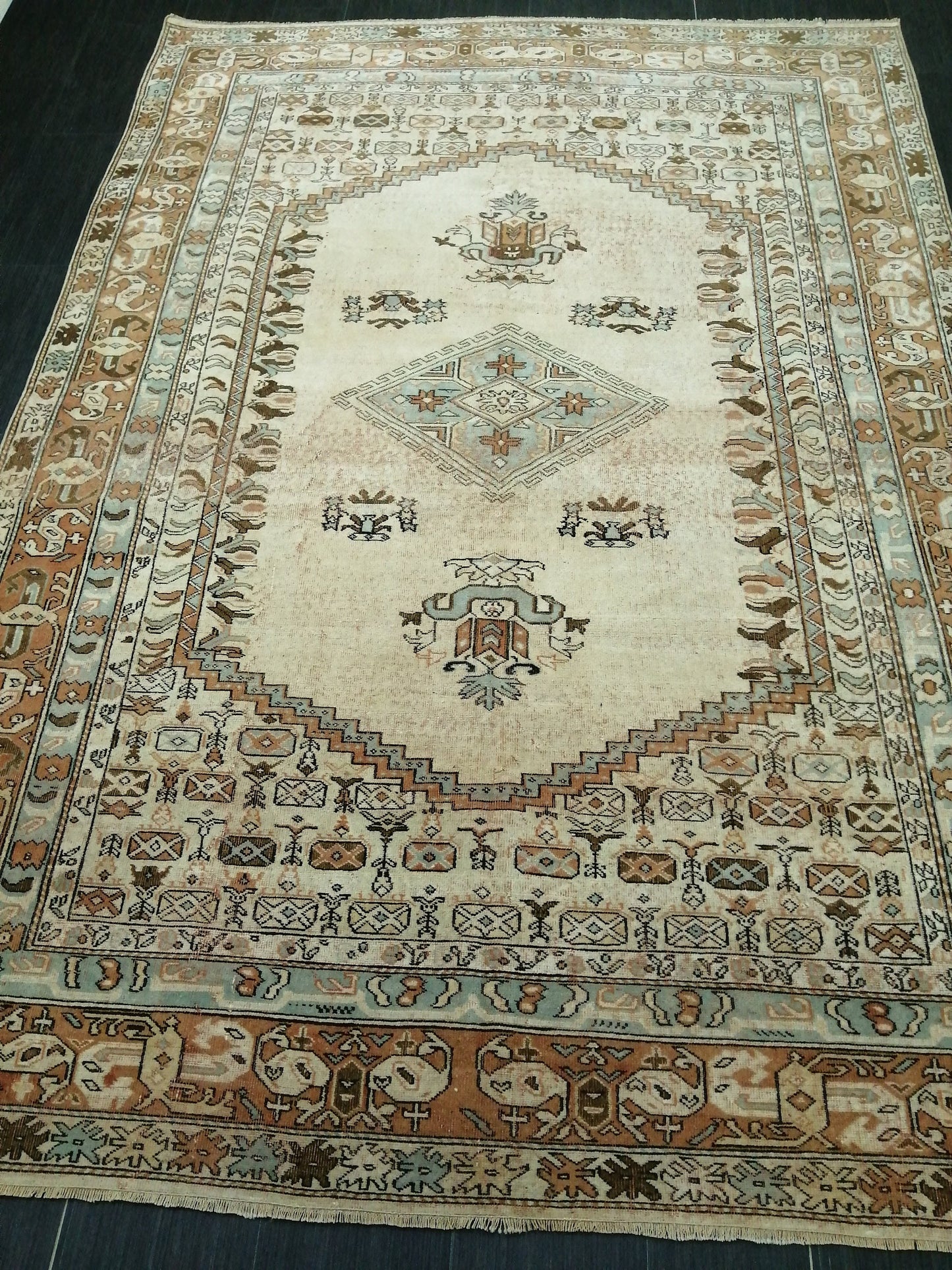 6.5 x 9.2 OUSHAK RUG TURKISH Oushak Rug Vintage Oushak Runner Rug Vintage Runner Rug Wool Oushak Rug Hand Made Rugs Vintage Turkish Rug