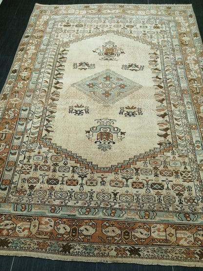 6.5 x 9.2 OUSHAK RUG TURKISH Oushak Rug Vintage Oushak Runner Rug Vintage Runner Rug Wool Oushak Rug Hand Made Rugs Vintage Turkish Rug