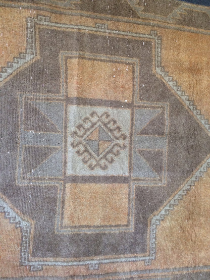 12.2 x 3.8 Oushak Runner Rug Turkish Runner Rug Neutral Vintage Runner Rug Hallway Runner Rug Muted Kitchen Runner Rug Wool Runner Rug Wool